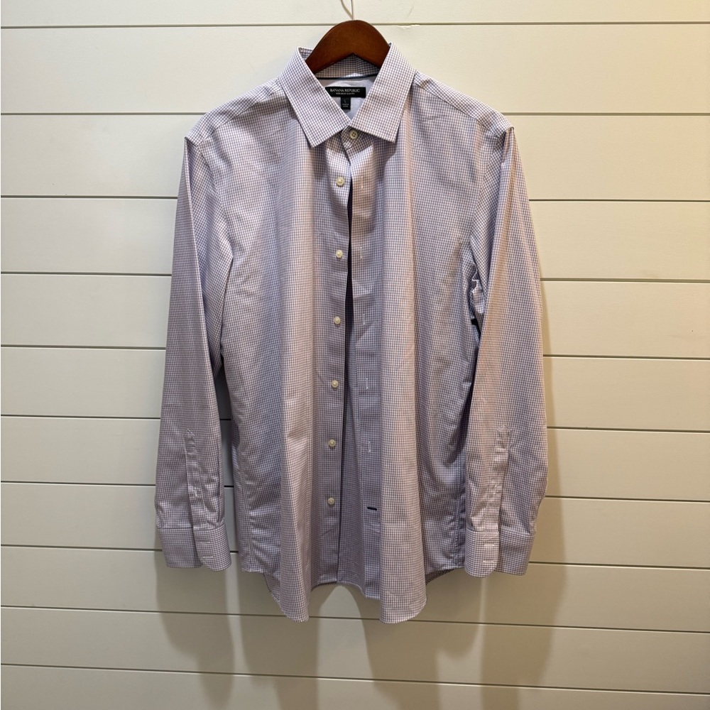 Banana Republic Men's Blue Check Dress Shirt